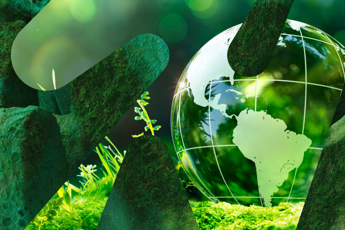 Jordklode av glass mot grønn bakgrunn